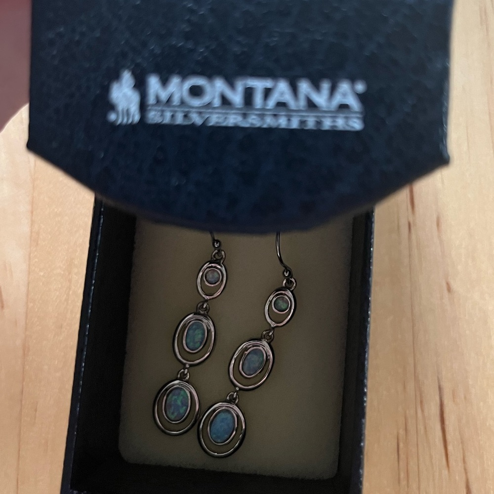 Montana silversmith triple bubble opal dangle earrings